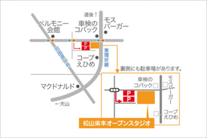 松山束本オープンスタジオのマップ